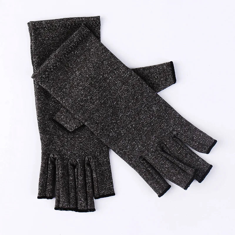 Fingerless Compression Gloves – Unisex Black Knit Sport Gloves Compression Gloves Babs
