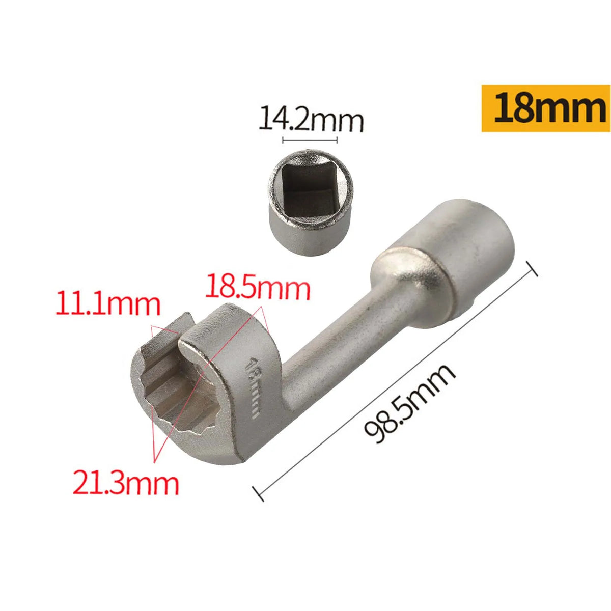 Diesel Fuel Line Socket Wrench 12–19mm L-Shape 1/2 Drive Fuel Line Socket Wrench Babs 18mm