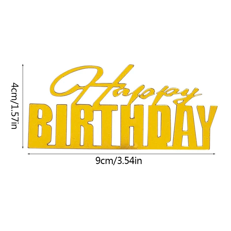 5pcs Gold Acrylic Happy Birthday Cake Toppers | Party Decor Cake Toppers Babs