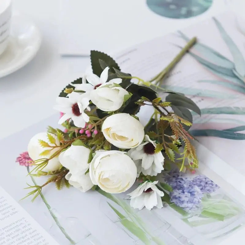 Artificial Silk Peony Bouquet | Wedding & Home Décor Flowers Artificial Flower Bouquet Babs color 2 3 pcs
