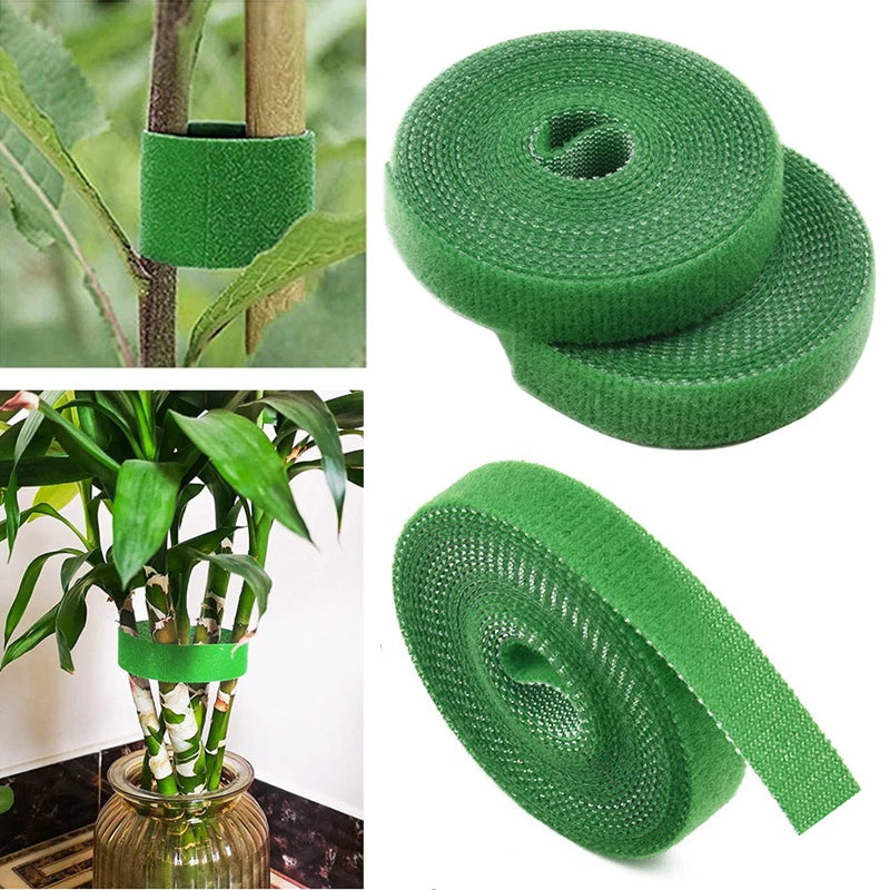 3-Roll Green Nylon Garden Plant Ties – Hook & Loop Support Garden Plant Ties Babs