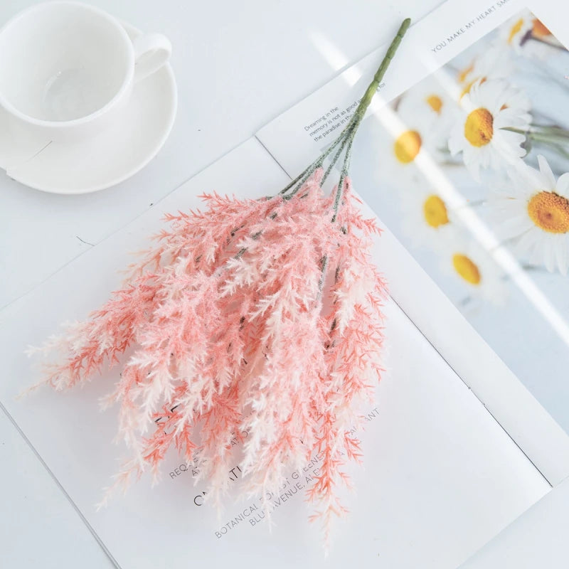 Artificial Silk Pine Cypress Leaves – DIY Wedding & Home Décor Artificial Greenery Sprigs Babs Light Pink 1 pc