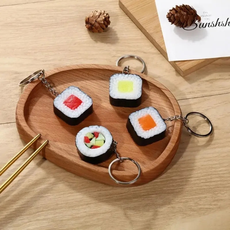 Sushi & Veggie Food Simulation PVC Keychain – Fun Bag Charm Novelty Keychain Babs