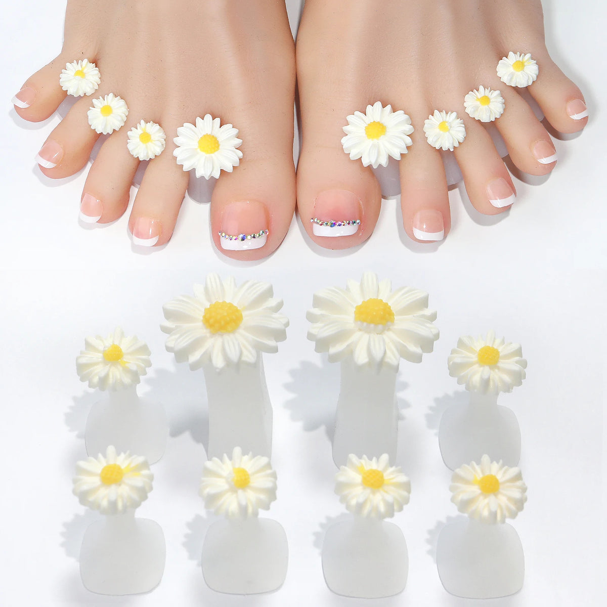 8-Piece Silicone Daisy Flower Toe Separators for Nail Art Toe Separator Babs Chrysanthemum