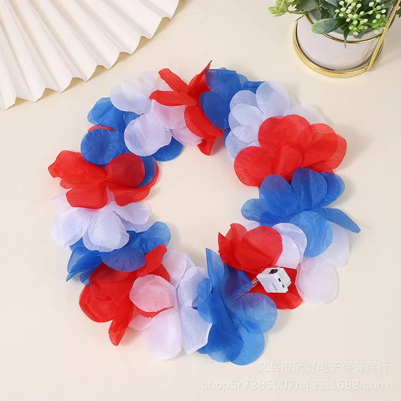 Glow Light-Up Hawaiian Flower Headband – Luau Party Wreath Light-Up Hair Headband Babs