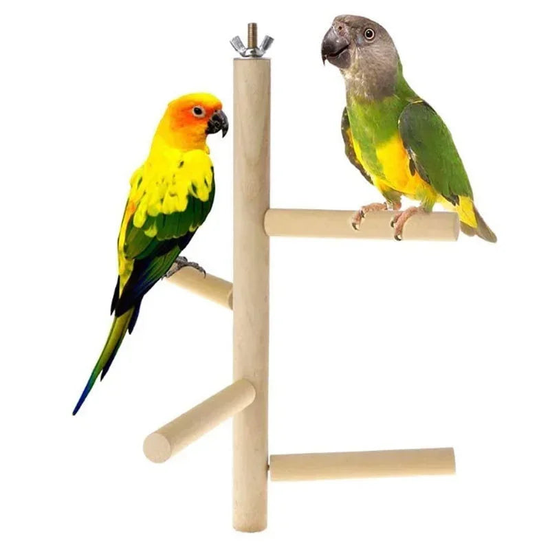 4-Layer Wood Rotating Ladder Swing Toy for Parrots & Parakeets Bird Cage Toy Babs