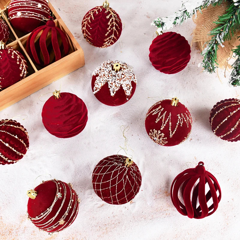 8CM Red Christmas Ball Ornaments Set of 4 – Xmas Tree Pendants Christmas Tree Ornaments Babs