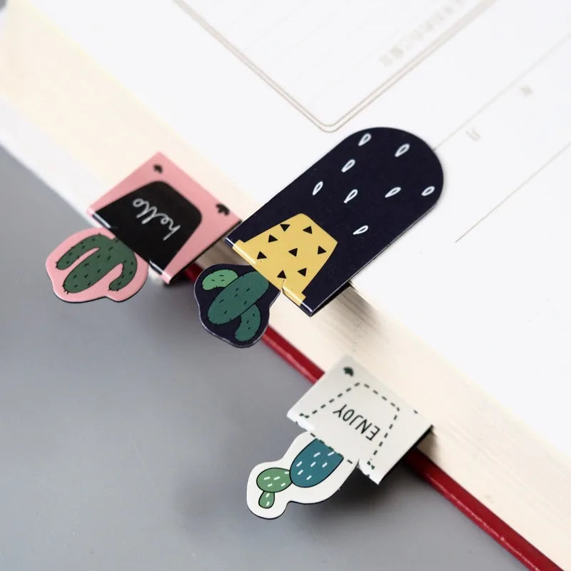Cactus & Sakura Magnetic Bookmarks – Page Marker Set Magnetic Bookmarks Babs