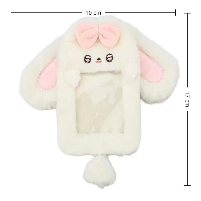 Cute Plush Rabbit Photocard Holder | Card Sleeve Pendant Plush Card Holder Babs