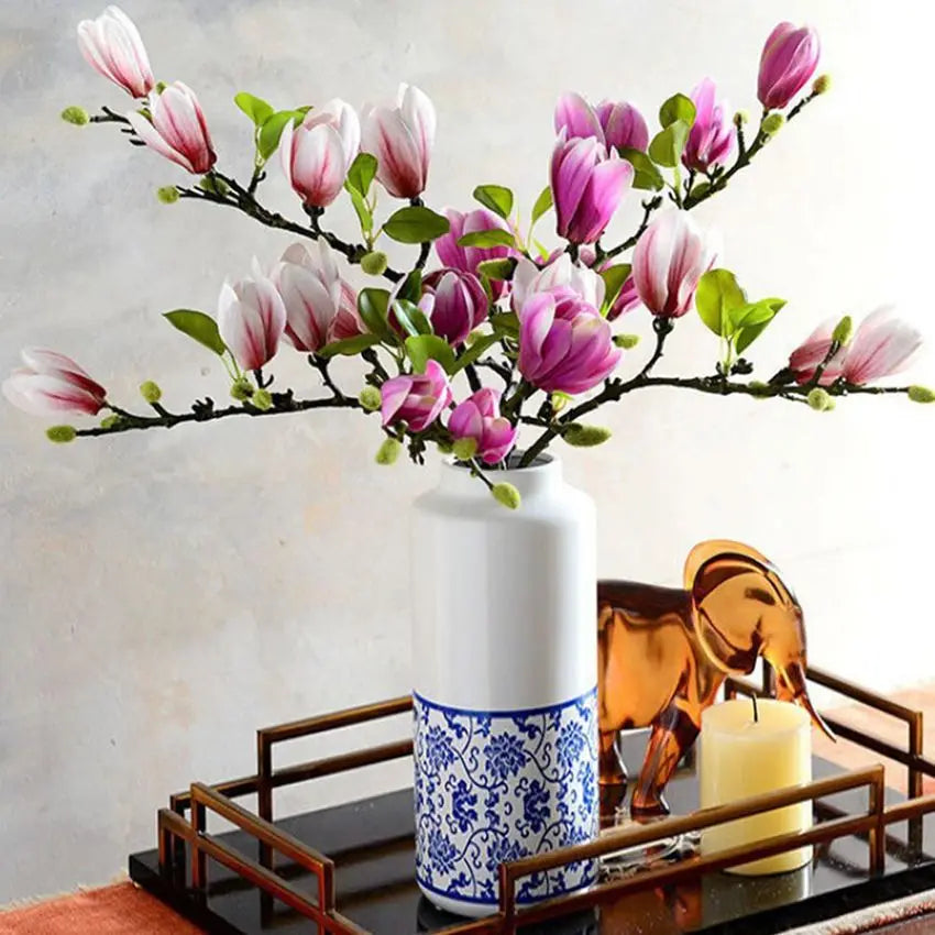 Silk Magnolia Artificial Flower Bouquet – Wedding & Home Decor Artificial Flower Bouquet Babs