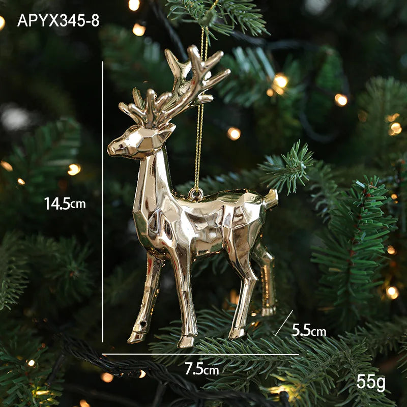 Christmas Gold Ornaments – Elk Angel Snowflake Xmas Tree Pendants Christmas Tree Ornaments Babs B