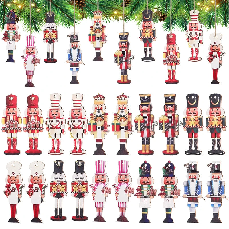 20Pcs Wooden Nutcracker Soldier Christmas Tree Ornaments Christmas Tree Ornaments Babs
