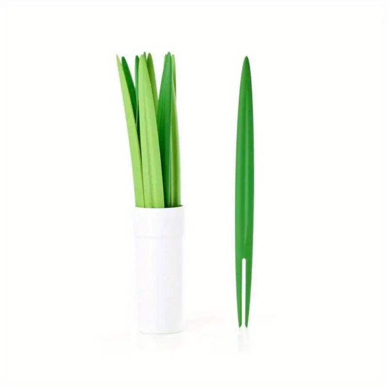 10-Piece Bamboo Leaf Fruit Forks – Decorative Party Picks Decorative Fruit Forks Babs 1set