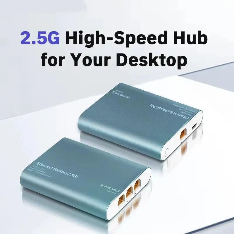 HUXUAN 2.5G Ethernet Splitter Hub – Plug & Play, 2500Mbps Ethernet Network Hub Babs
