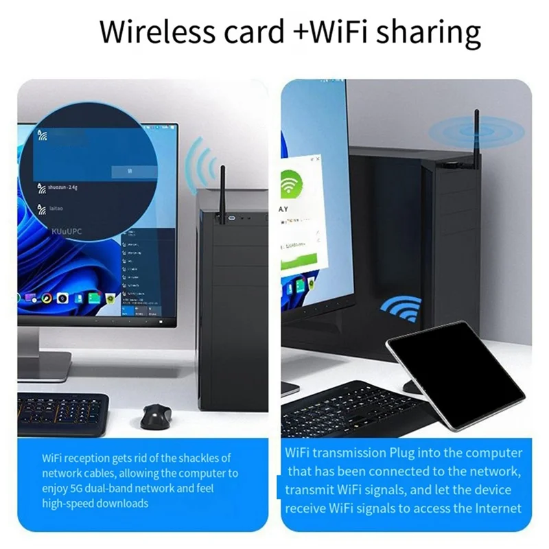 USB WiFi Adapter 150Mbps Wireless Network Card – 3-Pack USB WiFi Adapter Babs Black NONE