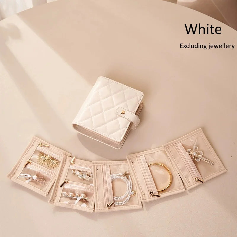 Travel Jewellery Case – Clear Velvet Pouches & Zip Compartments Travel Jewellery Case Babs White