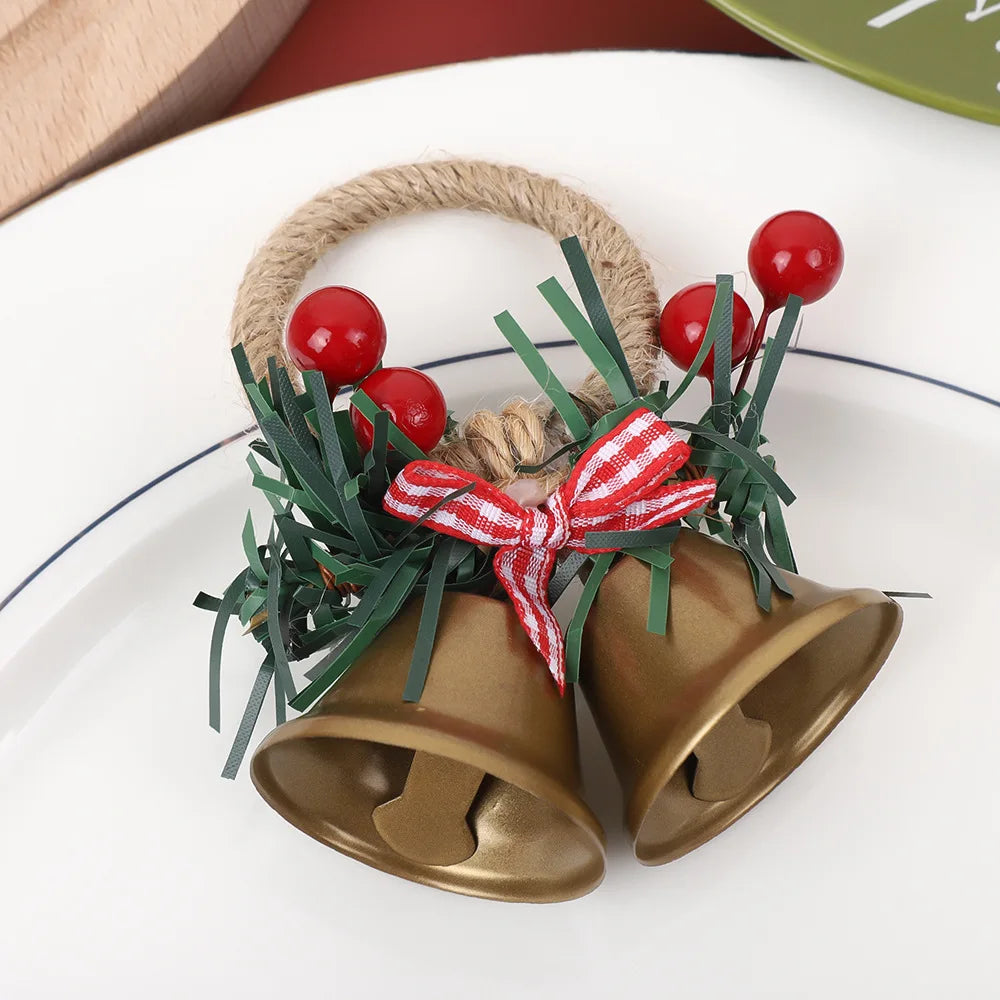 Christmas Bell Metal Napkin Rings – Woven Holiday Table Decor Napkin Rings Babs Gold 6PCS