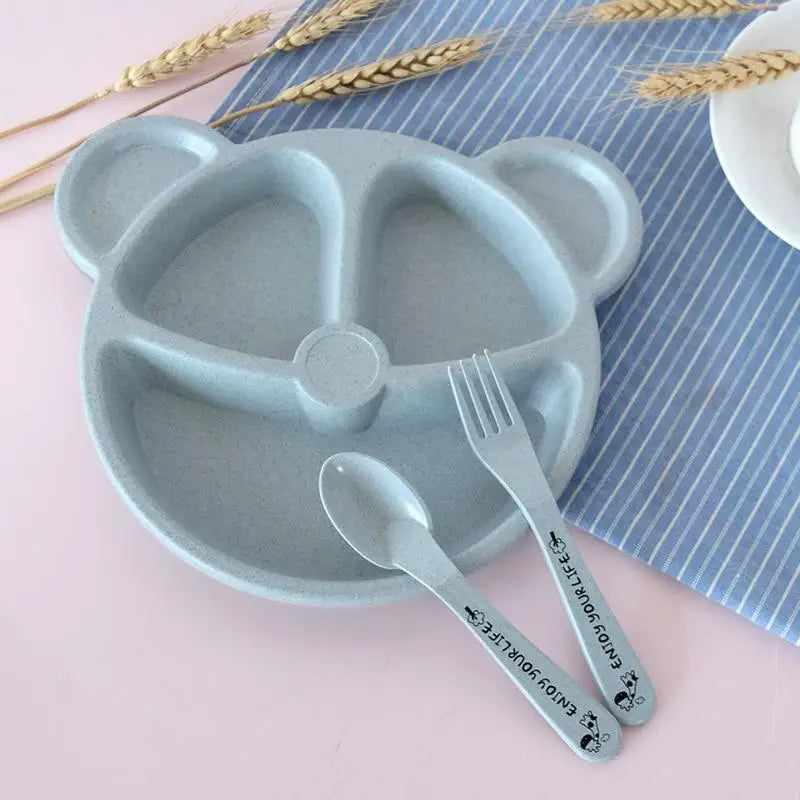 3-Piece Cartoon Bear Baby Dinnerware Set – Bowl, Spoon & Fork Baby Dinnerware Set Babs