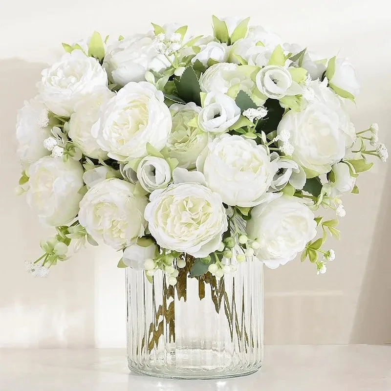 30cm Silk Peony Rose Artificial Bouquet – Wedding & Home Decor Artificial Flower Bouquet Babs