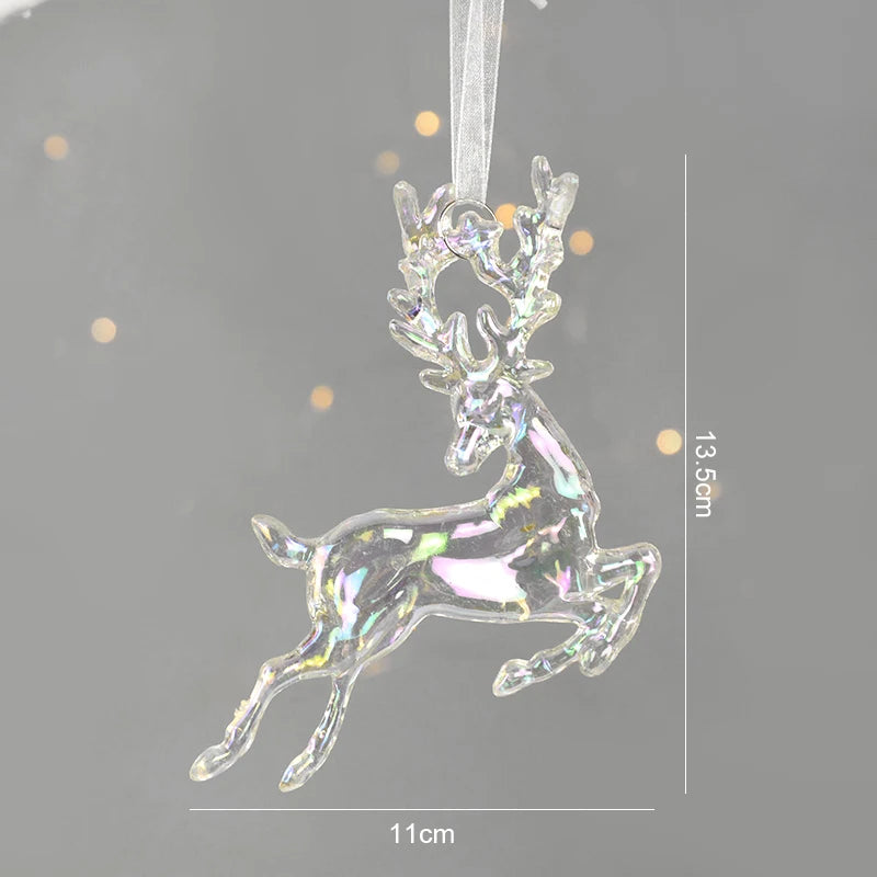 Acrylic Christmas Ornaments – Elk, Angel & Bell Pendants 2024 Christmas Tree Ornaments Babs Deer