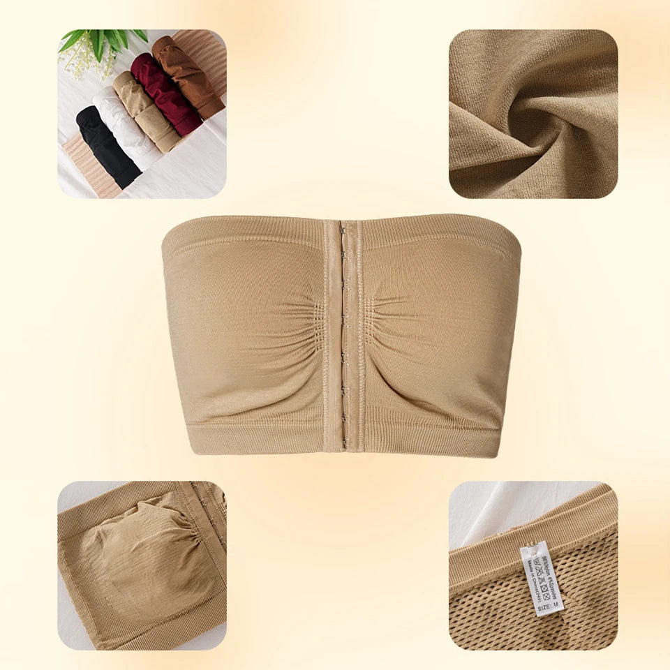 Women's Plus Size Strapless Bandeau Bra – Padded Tube Top Strapless Bandeau Bra Babs