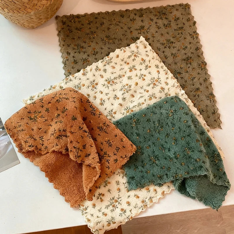 4-Pack Flower Dishwashing Cloths – Quick-Dry Reusable Cleaning Rags Cleaning Cloths Babs