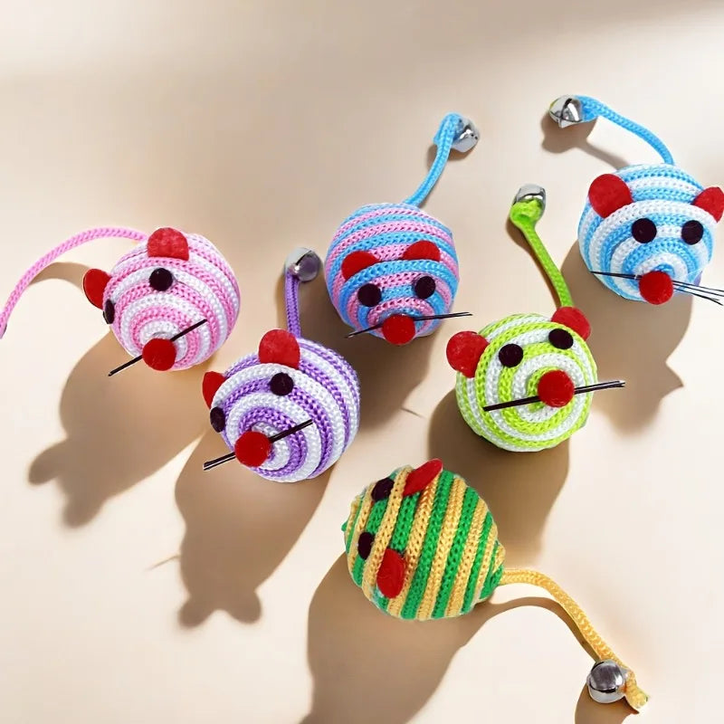 Cute Mouse Yarn Cat Ball Toys with Bell – Kitten Chew Toy Cat Chew Toy Babs