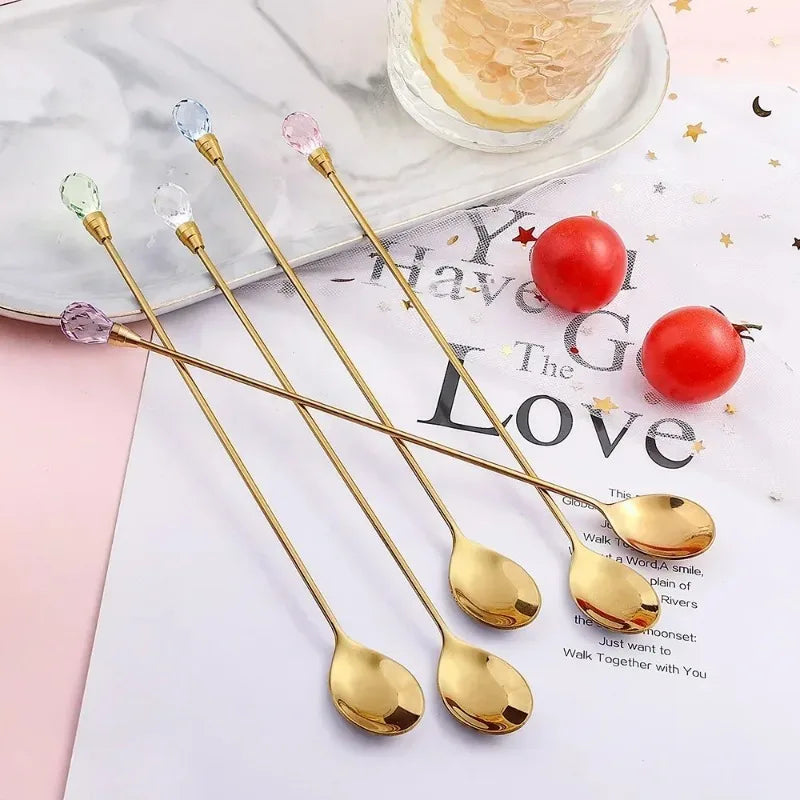 Crystal Diamond Stirring Spoon Set – Stainless Steel Teaspoons Decorative Spoon Set Babs