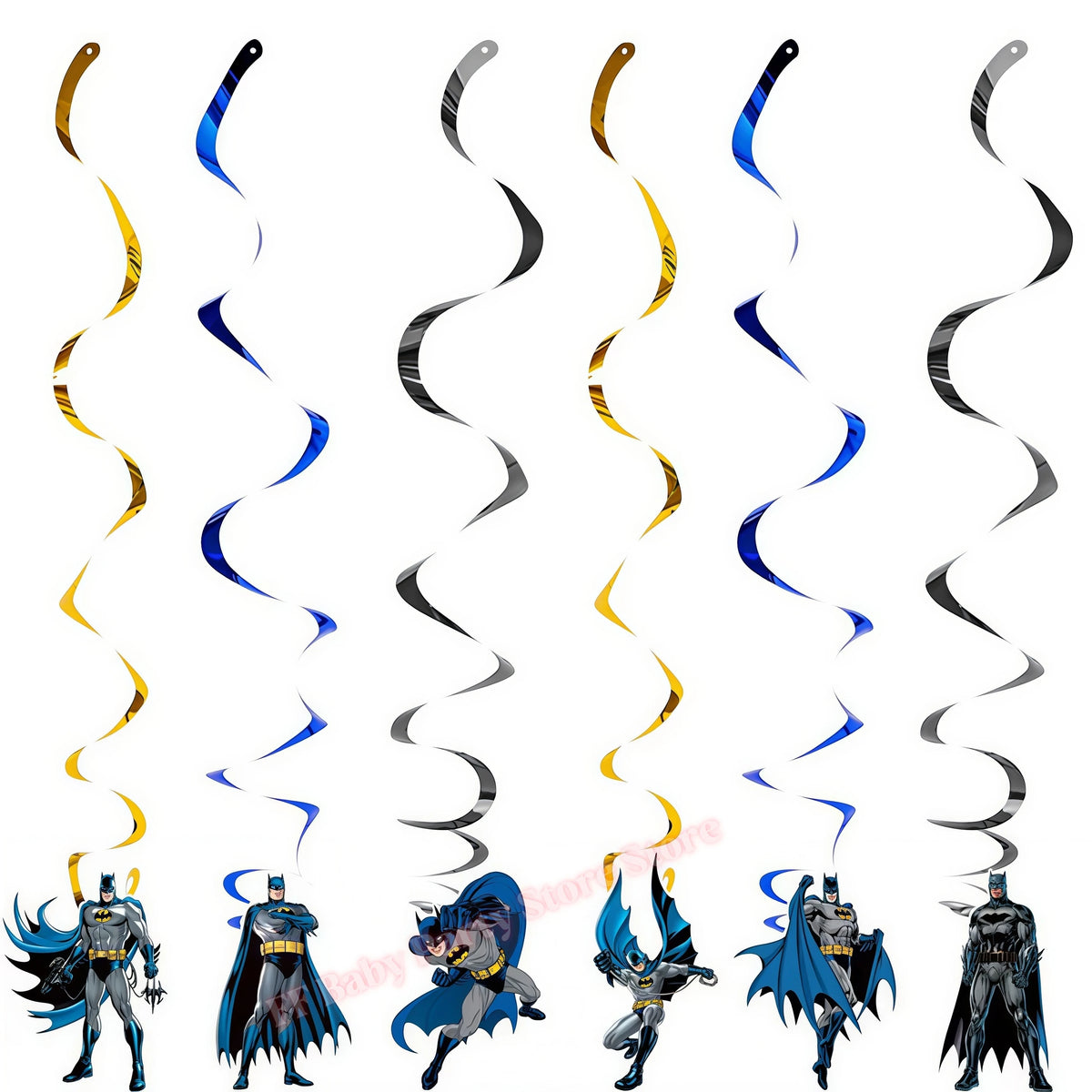 Bat Superhero Birthday Party Kit – Tableware, Balloons & Decor Party Decoration Kit Babs 6pcs Spirals
