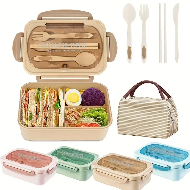 Adult Bento Box Set – 3 Compartments, Microwave Safe + Utensils Bento Lunch Box Set Babs