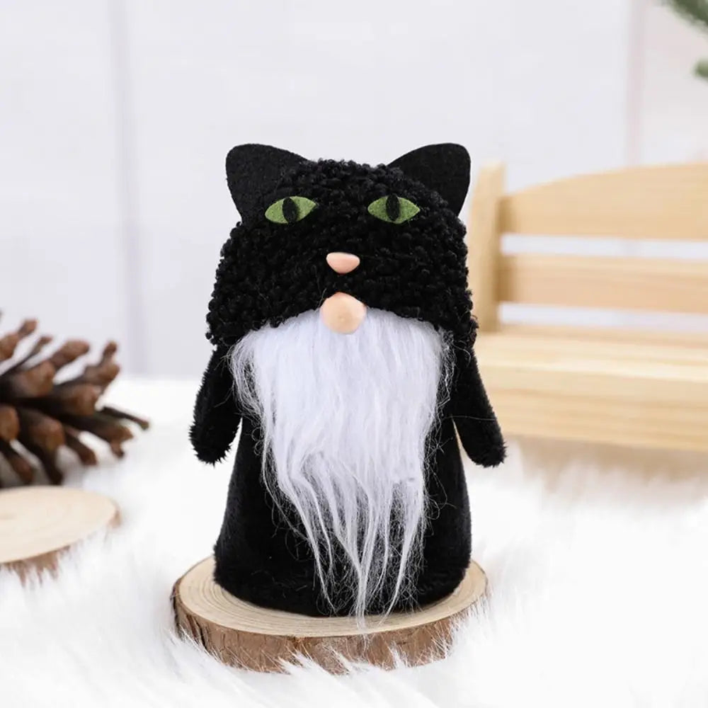 Fall Gnome Figurine Pumpkin Black Cat Halloween Ornament Gnome Figurine Babs