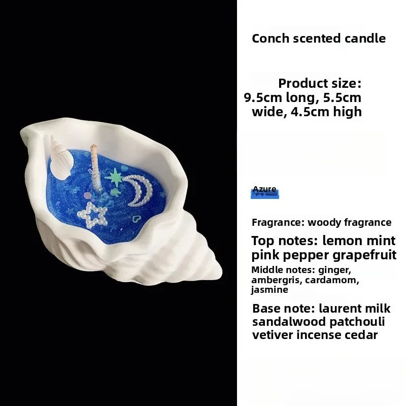 Sea Shell Aromatherapy Scented Candle – Handmade Jelly Wax Scented Candle Babs dark blue