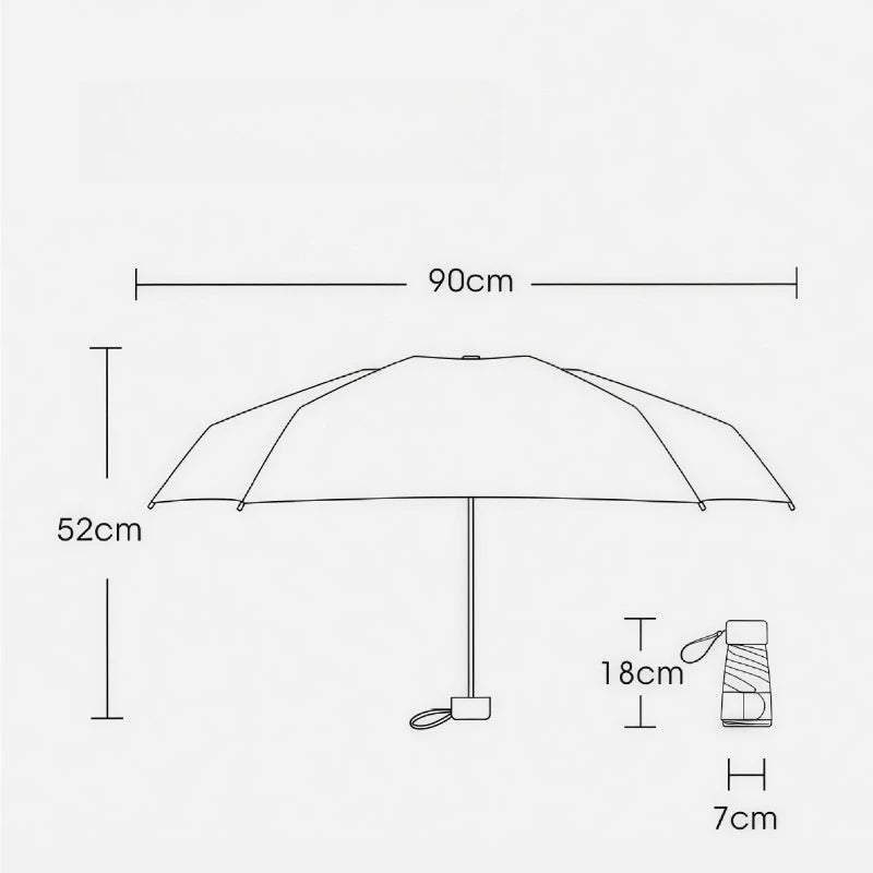 Pocket Capsule Umbrella UV Protection – Sun & Rain Parasol Compact Travel Umbrella Babs