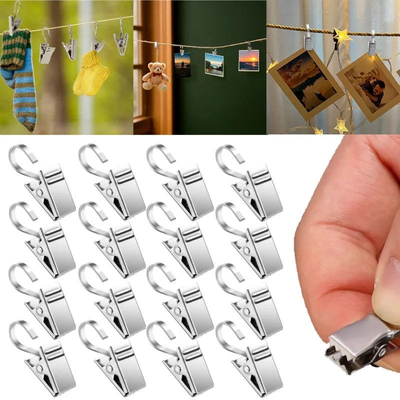 Stainless Steel Curtain Clips with Hooks – Home & Photo Décor Curtain Clips & Hooks Babs
