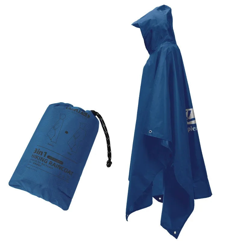 3-in-1 Adult Waterproof Hooded Raincoat & Poncho – Big Size Waterproof Raincoat Babs 2-Dark blue