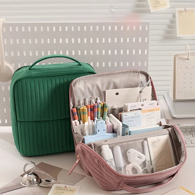 Large Capacity Vertical Travel Makeup Bag & Brush Organizer Travel Cosmetic Bag Babs