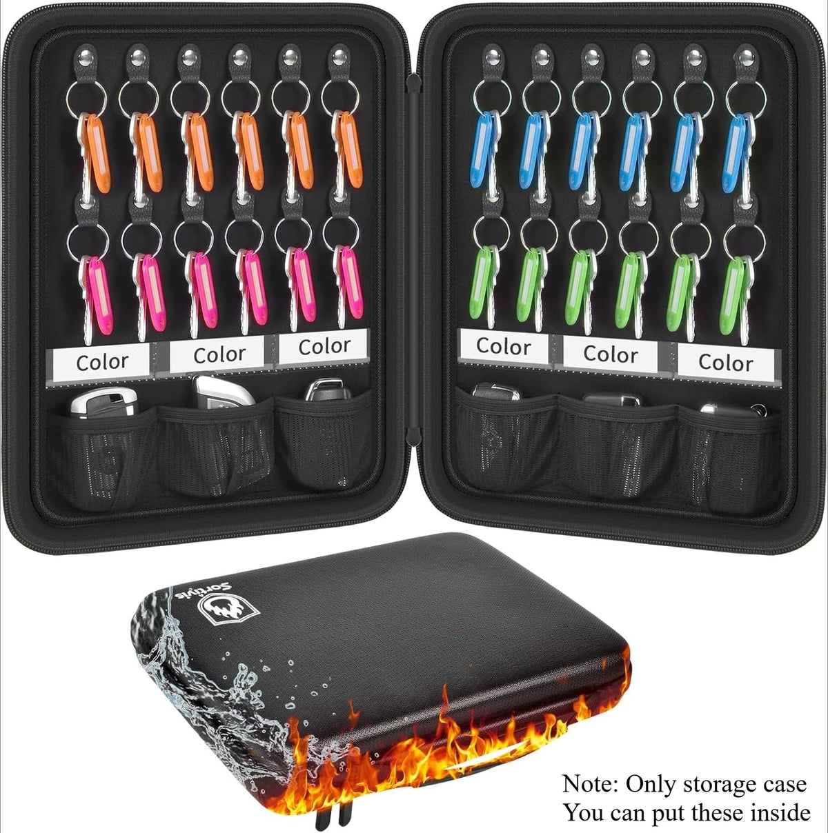 Fireproof Waterproof Key Organizer Case with 24 Key Tags Key Organizer Case Babs