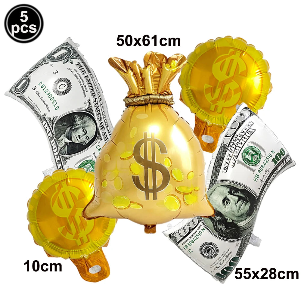 Dollar Sign Foil Curtain & Money Balloon Party Decor Set Party Decoration Set Babs light green As pictures show