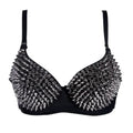 Punk Gothic Studded Push-Up Bra Crop Top | Rivet Rave Women Studded Bra Crop Top Babs Grey B China Mainland|38