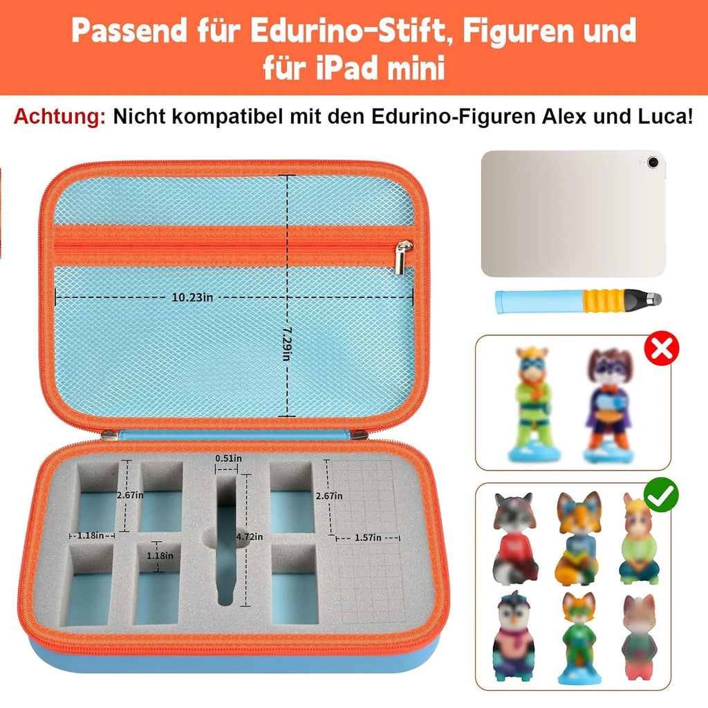 Edurino Storage Case – 8 Figures, Stylus & iPad Mini Organizer Toy Storage Case Babs