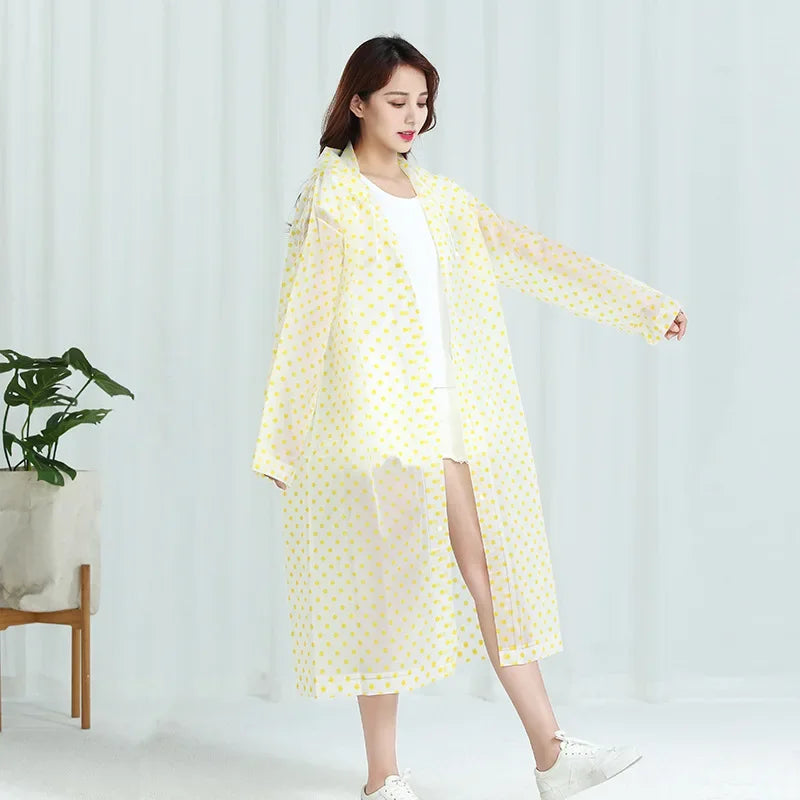 Women's EVA Waterproof Hooded Raincoat – Reusable Rain Jacket Women's Rain Jacket Babs Yellow 1PCS