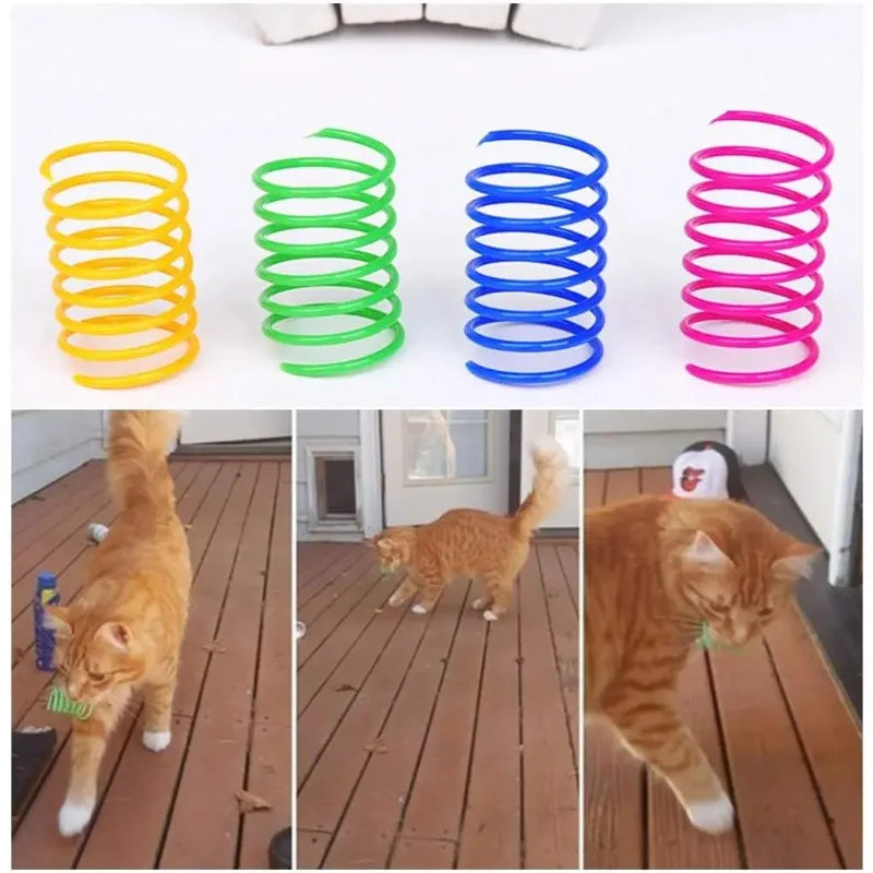 4-Pack Cat Spring Coil Toys – Interactive Kitten Swat & Chase Cat Spring Toy Babs
