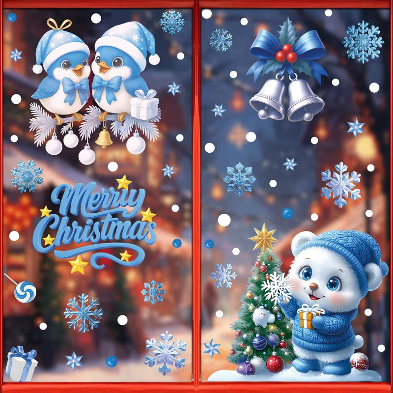 Christmas Window Static Clings – Santa, Snowman & Snowflake Window Static Clings Babs S04