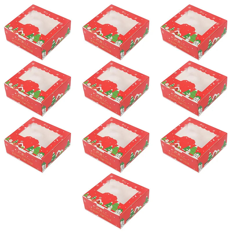 Christmas Cookie Boxes with Window | Treat Gift Packaging 5/10 Pcs Gift Cookie Box Babs C 5pcs