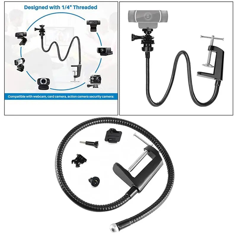 Flexible Gooseneck Webcam Desk Mount for Logitech, GoPro & More Webcam Desk Mount Babs