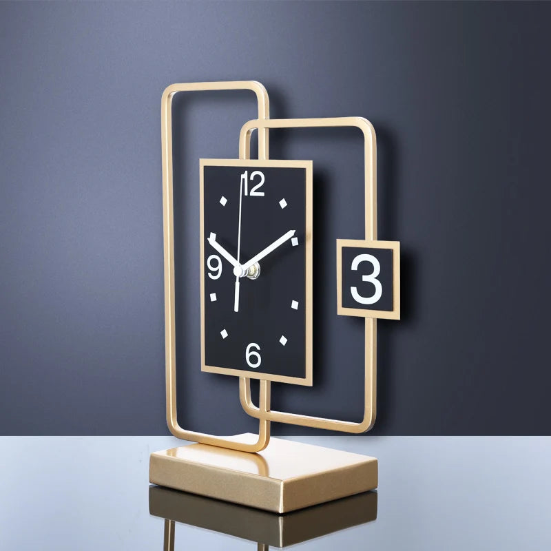 Luxury Gold Metal 3D Desk & Wall Clock – Modern Home Décor Decorative Desk Clock Babs