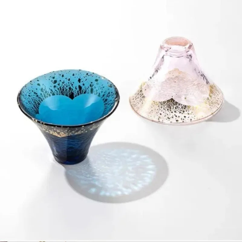 Japanese Mount Fuji Sake Glass – Gold Foil Tea & Cocktail Cup Sake Glass Cup Babs