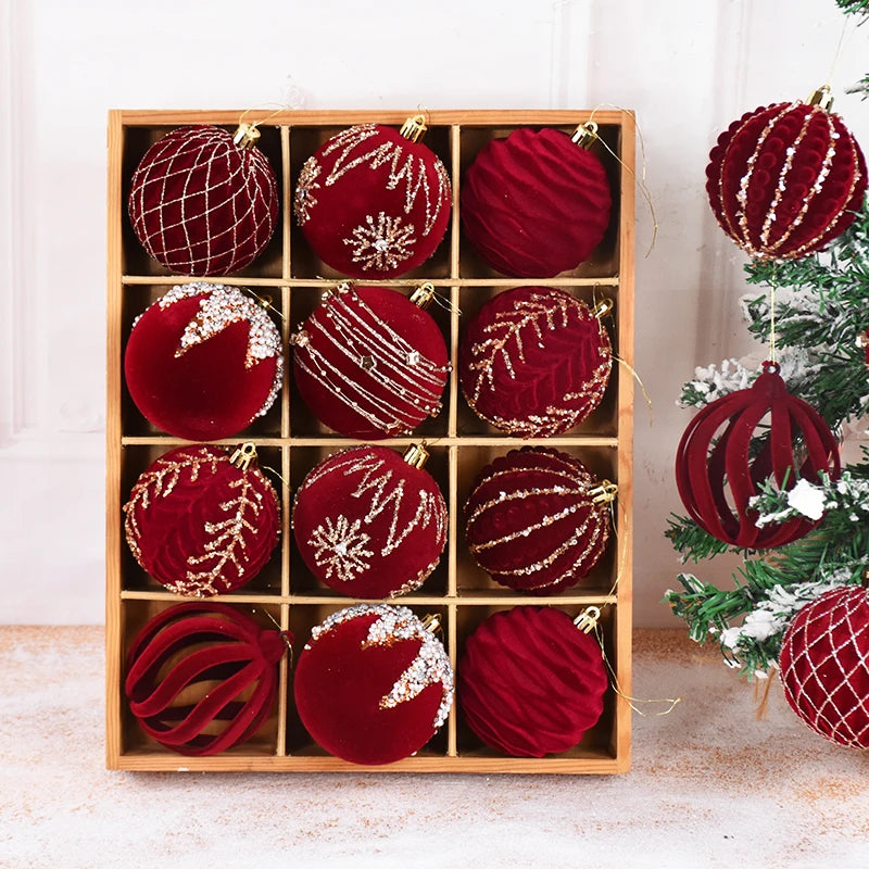 8CM Red Christmas Ball Ornaments Set of 4 – Xmas Tree Pendants Christmas Tree Ornaments Babs
