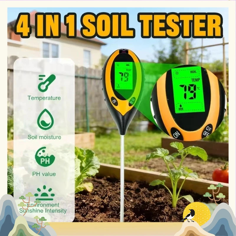 4-in-1 Soil Tester – pH, Moisture, Light & Temperature Soil Testing Meter Babs