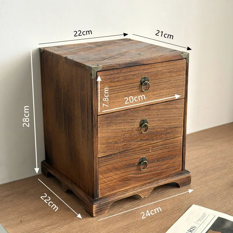 Vintage 3-Layer Wooden Desktop Organizer Drawer Box Desktop Drawer Organizer Babs 3 Drawers